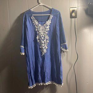 Dark Blue Top with Lace